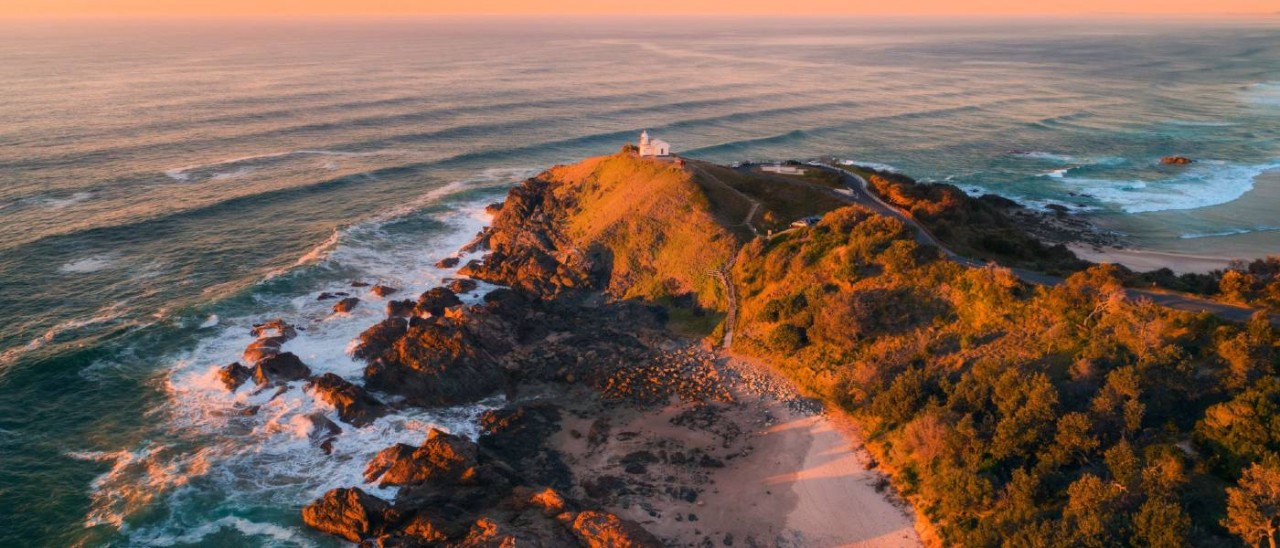 aerial view of Tacking Point Lighthouse