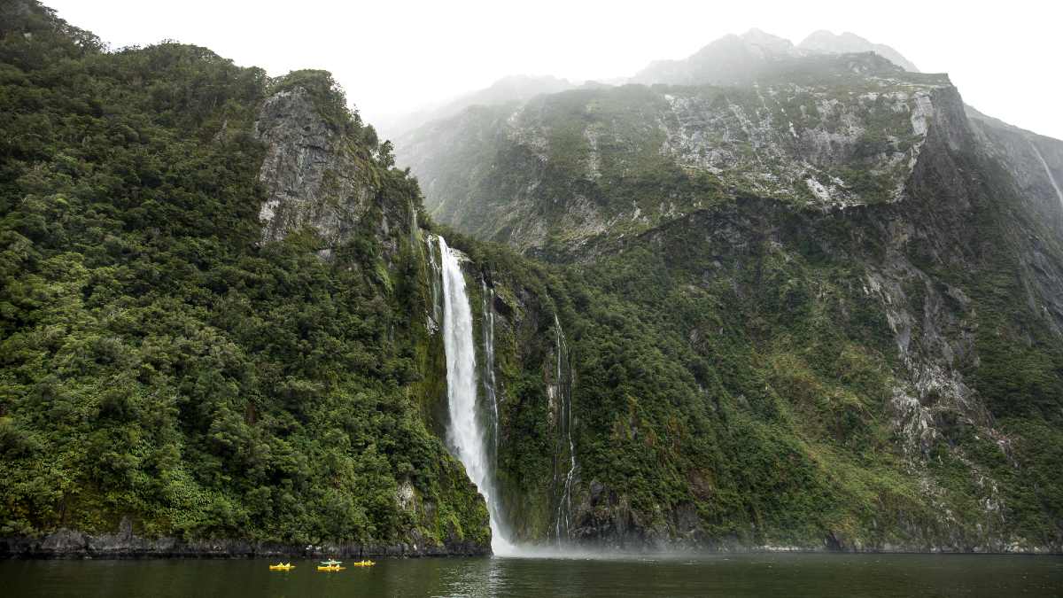 waterfall in Milford Sound