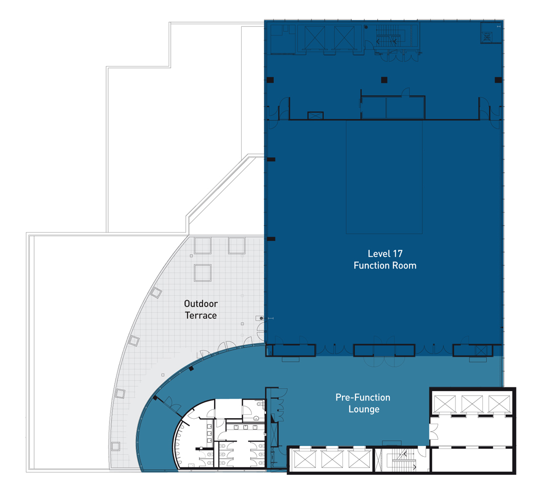 Floor plan for level 17 of RACV City Club's event spaces.