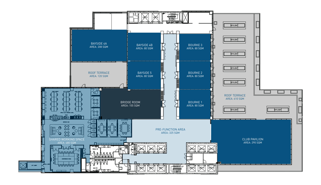 Floor plan for level two of RACV City Club's event spaces.