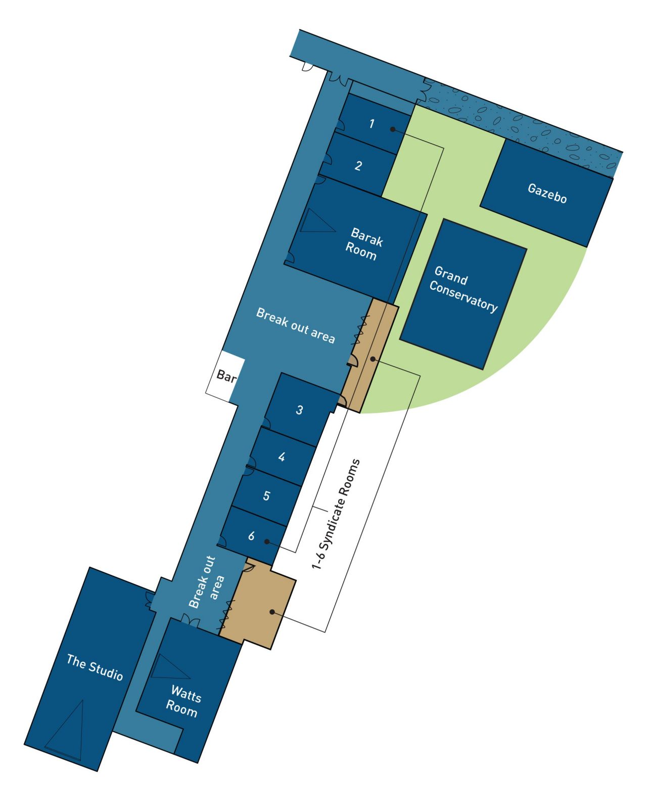 Floor plan for level 1 of RACV Healesville Country Club and Resort's event spaces.