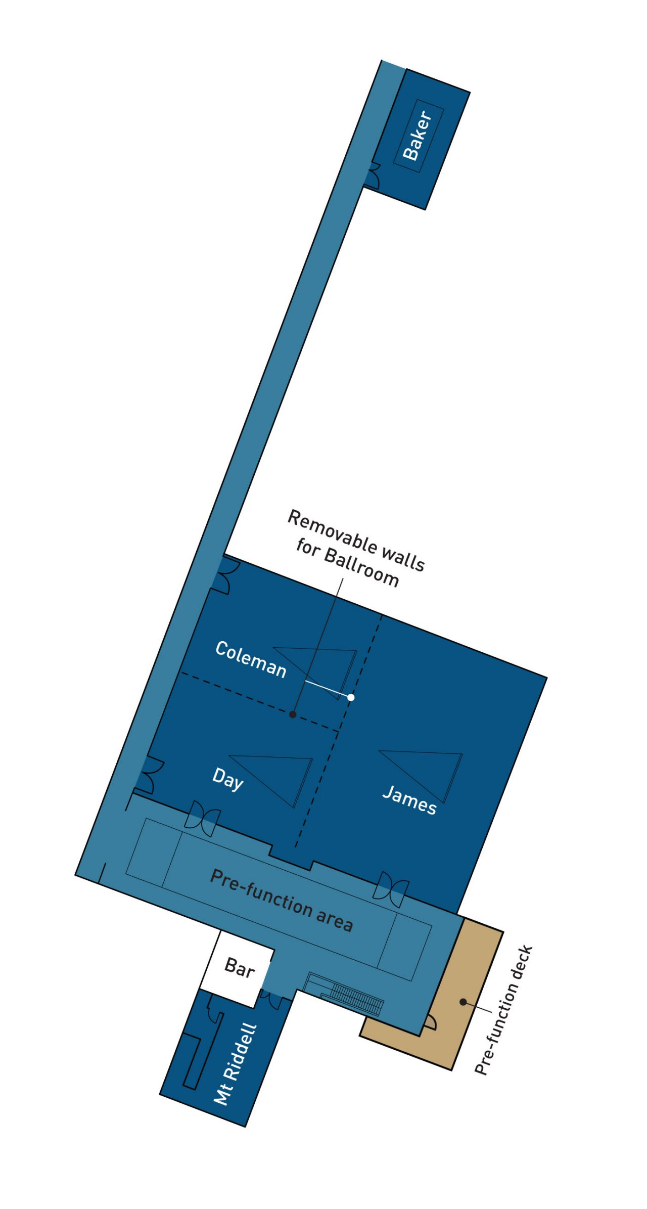 Floor plan for level 2 of RACV Healesville Country Club and Resort's event spaces.