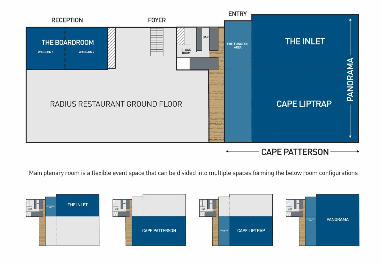 Floor plan for RACV Inverloch Resort's event spaces.