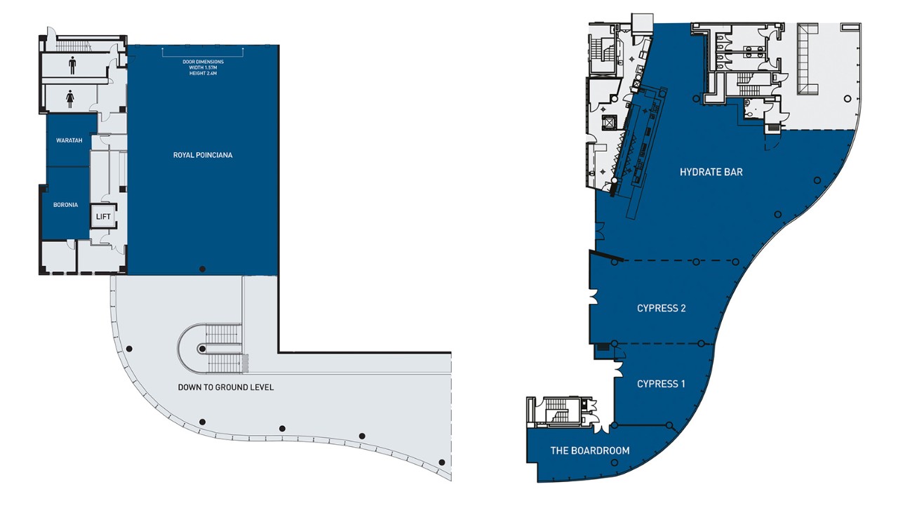 Floor plan for level 1 of RACV Royal Pines Resort's event spaces.